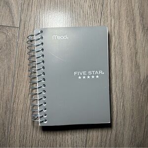 4/$20 New Five Star Mead Grey Pocket Spiral Notebook